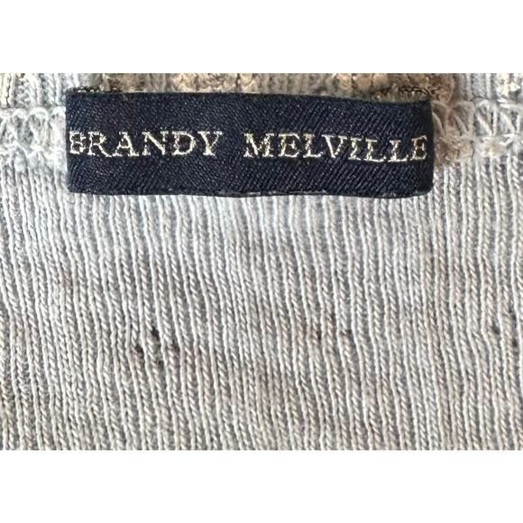 2/$30 Brandy Melville Eyelet Floral Cotton Crop Tank Top Baby Blue Knit One Size - Picture 8 of 10